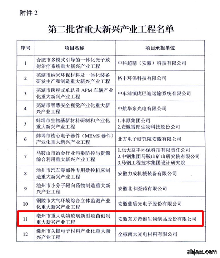 东方帝维荣获安徽省“三重一创”项目支持